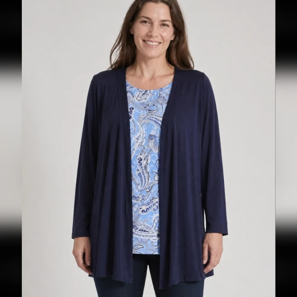 CROFT& BARROW Attached Cardigan Paisley Tunic Shirt 2X - Picture 1 of 12